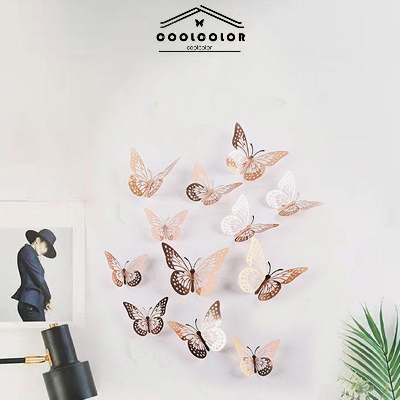 COD Hollow Butterfly 3D Imitasi Logam Dekorasi Dinding Rumah Stiker Dekorasi Ruang Tamu- cl