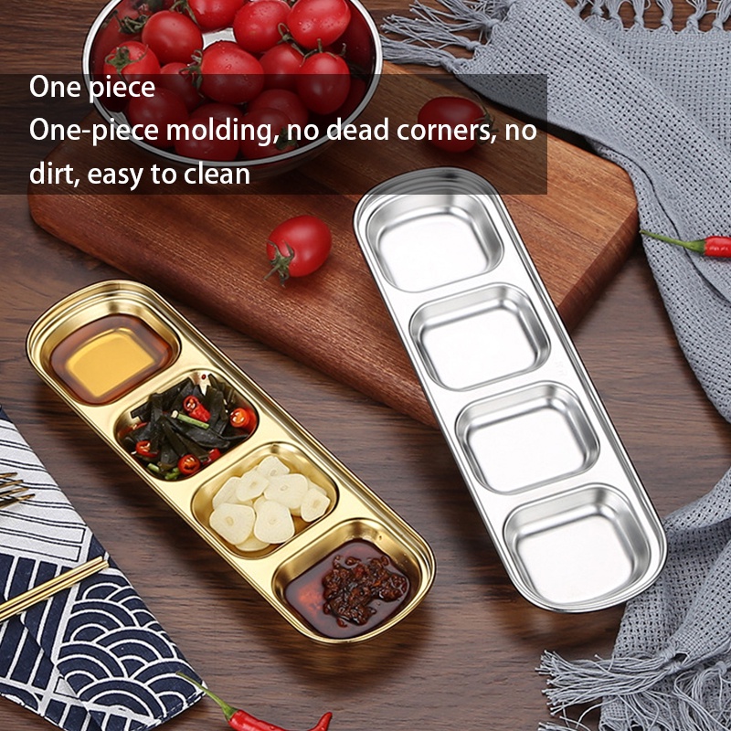 【2/3 Slot】Tempat Sambal Gold/Sauce Dish/Piring Saus Bumbu Korean/Piring Sambal Stainless