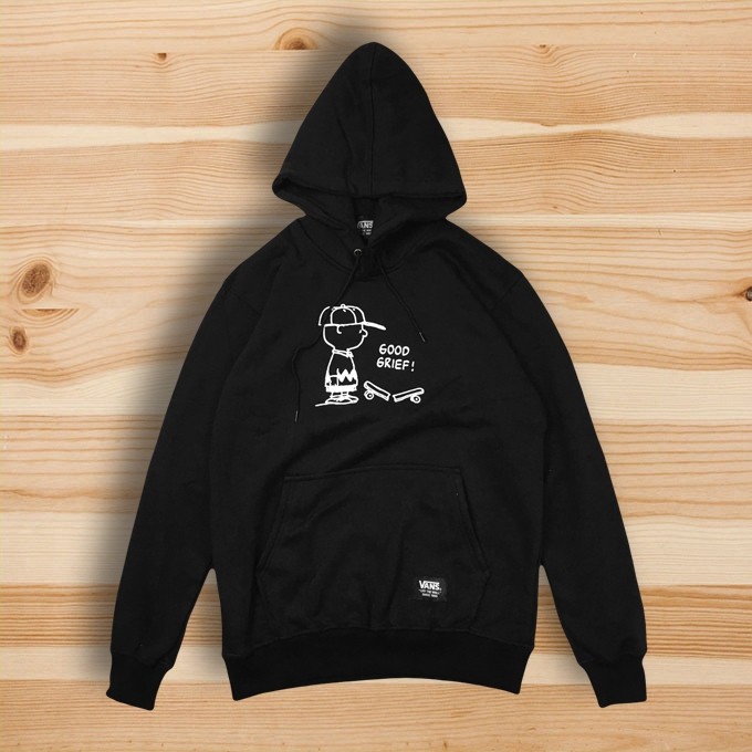 HOODIE VANS OFF THE WALL PEANUTS GOOD GRIEF SKATE MIDDLE LOGO PRINTED SWEATSHIRT