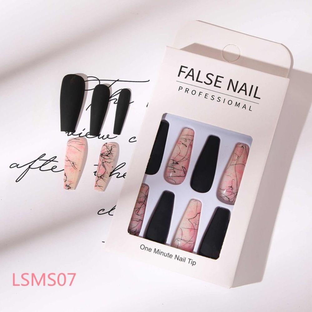 AUGUSTINA Agustin Wearable Fake Nails Reusable Nail Salon Tips Kuku Palsu Penuh Menutupi Manicuring Patch Manicuring Kuku Jadi