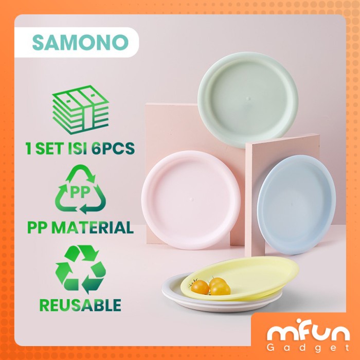 6Pcs Piring Makan Bulat Set Warna Warni BPA Free Samono Termurah - STW02D