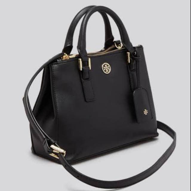 Tory Burch Robinson Micro Double Zip Big tas Original authentic asli totebag crossbody black hitam