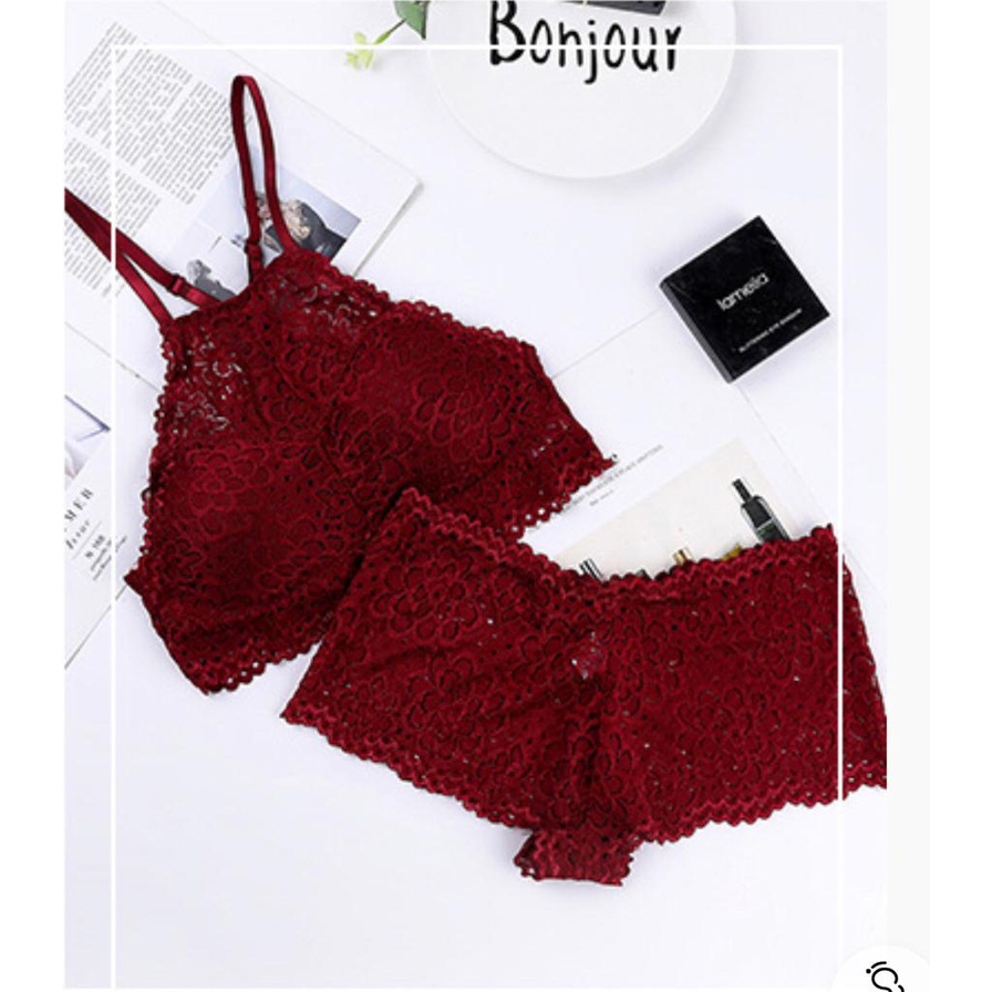 Lovely Mall Bra Motif Bunga Bra tanpa kawat Tanktop Renda Bra Sexy