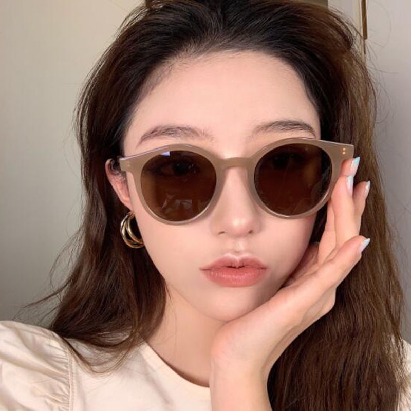 Roselife Kacamata Frame Bulat Warna Putih Gaya Vintage / Korea Untuk Wanita