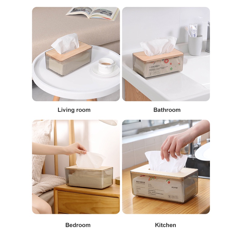 KOCHEN Kotak Tissue Transparan Kayu Aesthetic Estetik Nordic Scandinavian Wooden Tissue Box Minimalis Bambu Modern