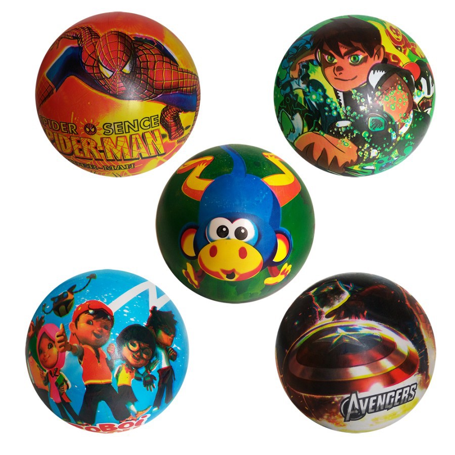 Mainan Anak Laki-laki Bola Karet Tiup Motif Bola Karakter Super Hero Avengers Ben10 Spiderman