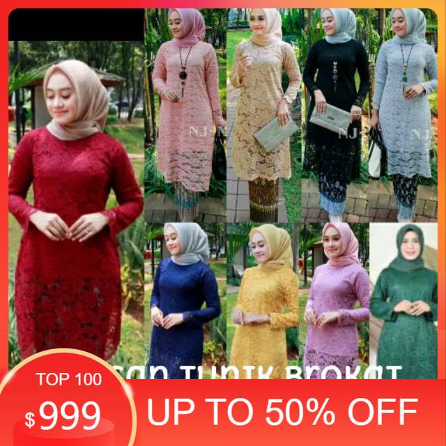 Promo  COD aTaSaN KEBaYa TuNiK M-LD.120 KEBaYa LiLaC BROKaT Jumbo KEBaYa KuRuNg seragam kebaya BRiDE
