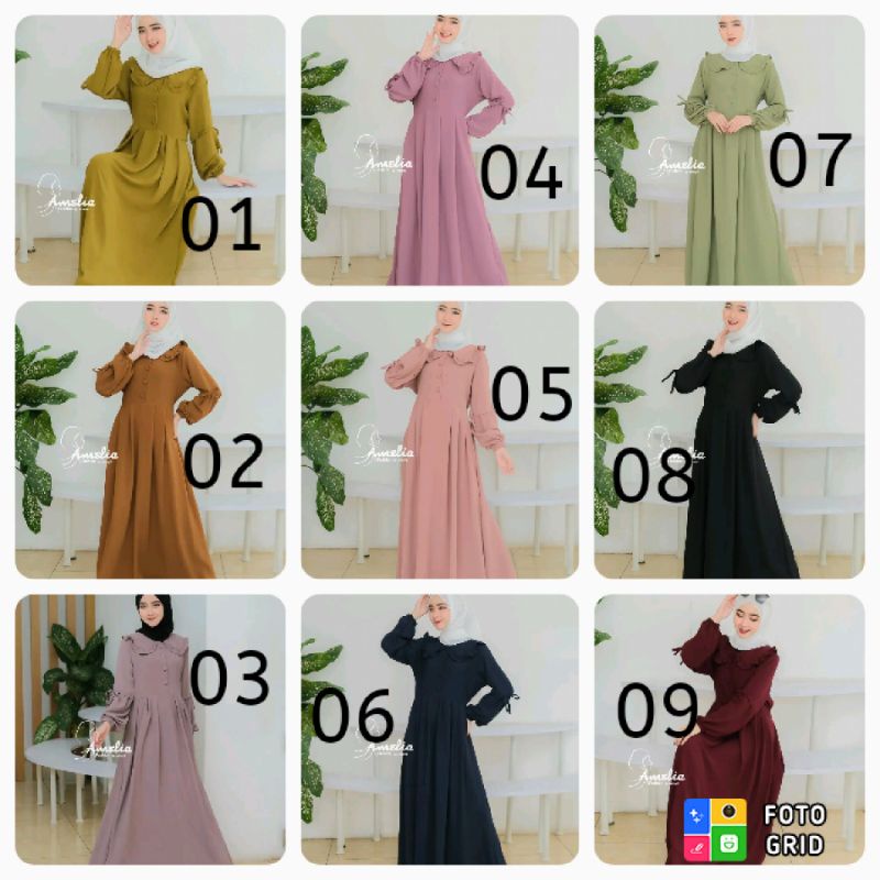 gamis cringkell Amelia/cringkell Amelia polos