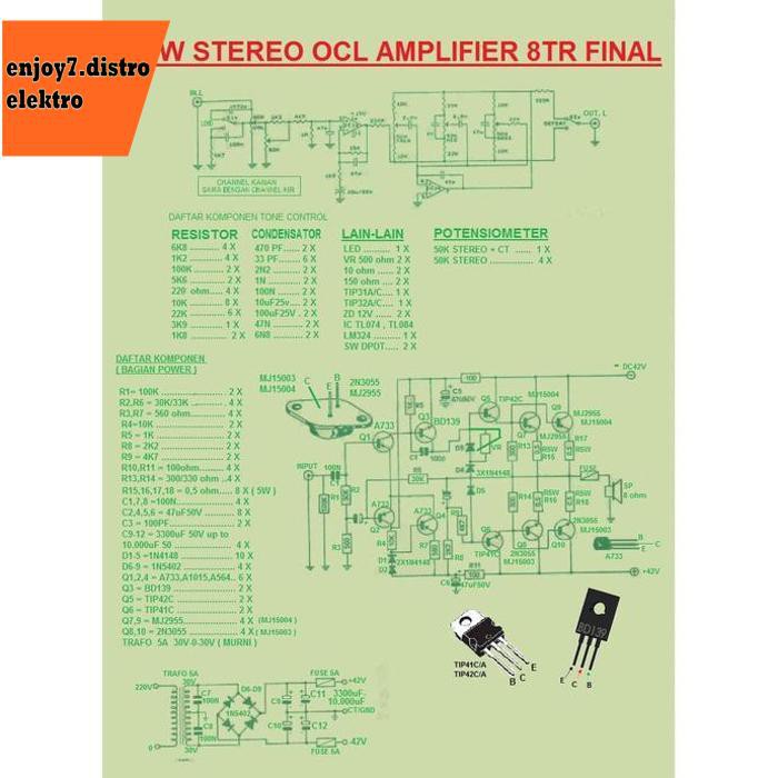 Pcb Fiber 300W Stereo Ocl Amplifier Dengan Tone Control Bifet Bishele88 Segera Dapatkan