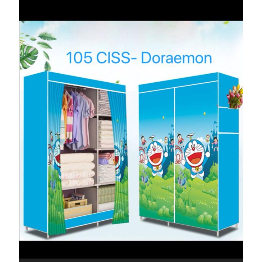 (3KG) SHENAR COD LEMARI 105 CISS LEMARI PAKAIAN LEMARI TIRAI LEMARI MOTIF LEMARI KARAKTER-DORAEMON FRIENDS| LEMARI BONGKAR PASANG|LEMARI PORTABLE