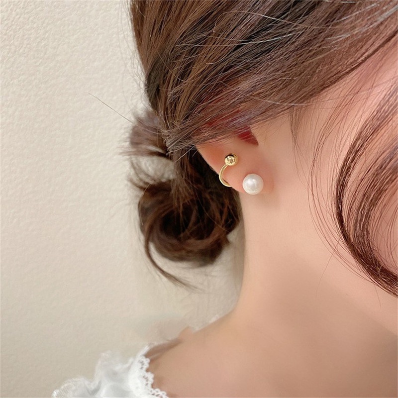 [ACKER] Hypoallergenic S925 Jarum Dua Cara Memakai Telinga Jaket Anting Mutiara untuk Wanita Perak 925 Korea Anting Hadiah