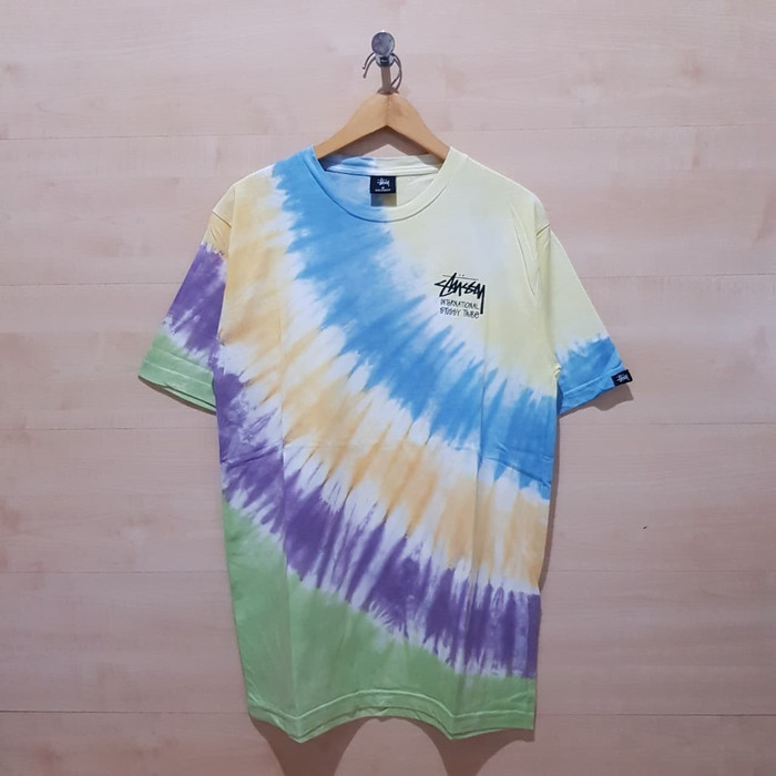 KAOS T SHIRT STUSSY INTERNATIONAL STUSSY TRIBE TEE TIE DYE - M