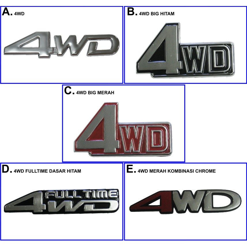 EMBLEM CAR LOGO 4WD / 4WD BIG HITAM / 4WD BIG MERAH / 4WD FULLTIME DASAR HITAM / 4WD MERAH KOMBINASI