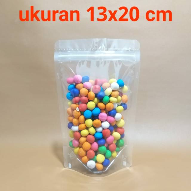 Plastik klip standing pouch ukuran 13x20