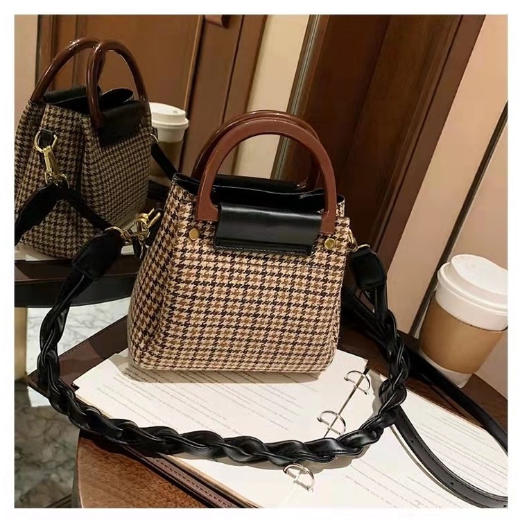 JK 906 1KG MUAT 2PCS TAS SELEMPANG WANITA IMPORT MOTIF HOUNDSTOOTH TALI JALIN SET 2 IN 1 FASHION IMPORT U4359 C8771 T943 Y1944 E6456