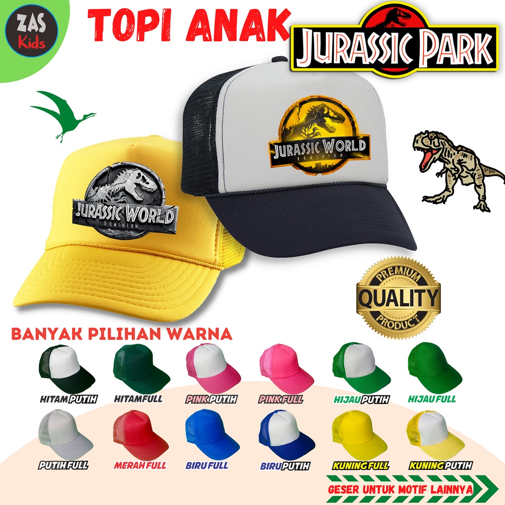 Topi Anak JURASSIC WORLD Banyak Motif / Jurassic Park
