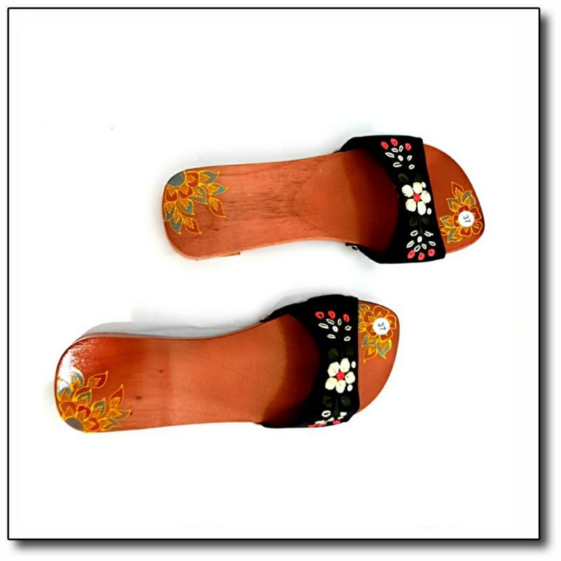 [ORIGINAL SANDAL KAYU] Sandal Slop Wanita Kayu Natural/ Sandal Bakiak - Klompen