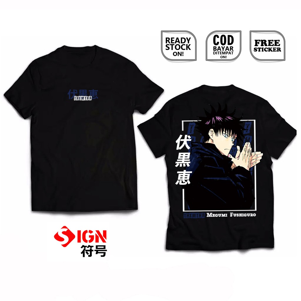 KAOS MEGUMI FUSHIGURO JUJUTSU KAISEN ANIME MANGA BAJU JEPANG SATORU GOJO YUJI ITADORI NOBARA TOGE SC