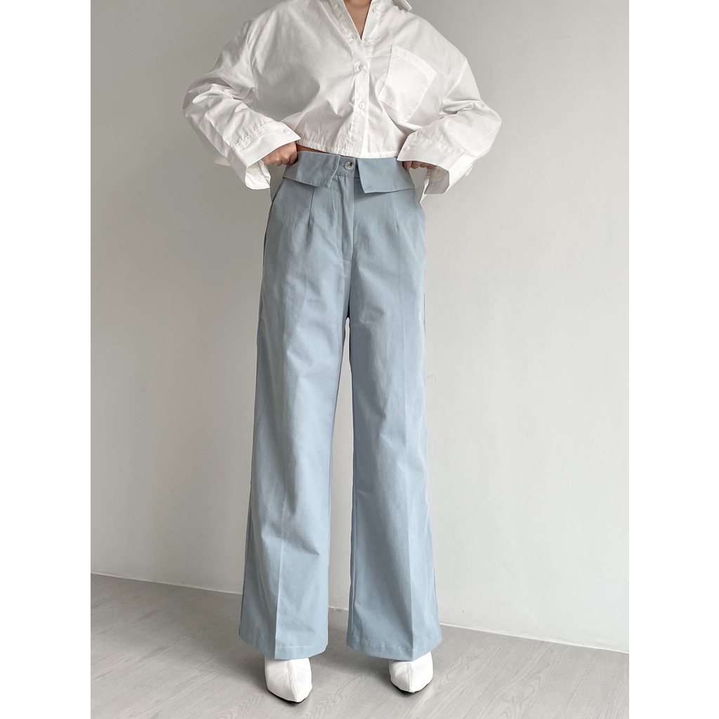 Peach Poppy REI Fold Pants Katun Premium - Celana Panjang Wanita Premium