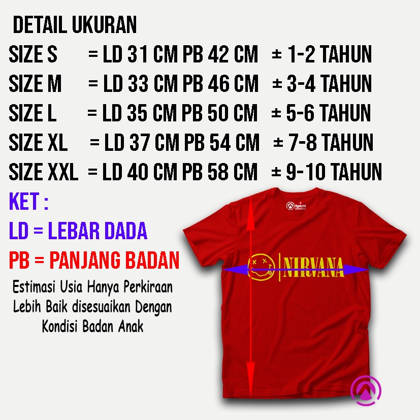 Baju Band Kaos Atasan Anak Laki-Laki Nirvana