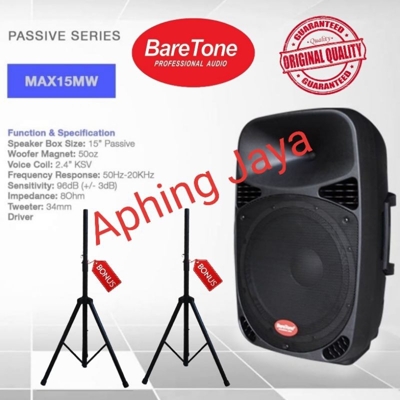 Professional Pasif Speaker 15" BareTone MAX15MW 600Watt