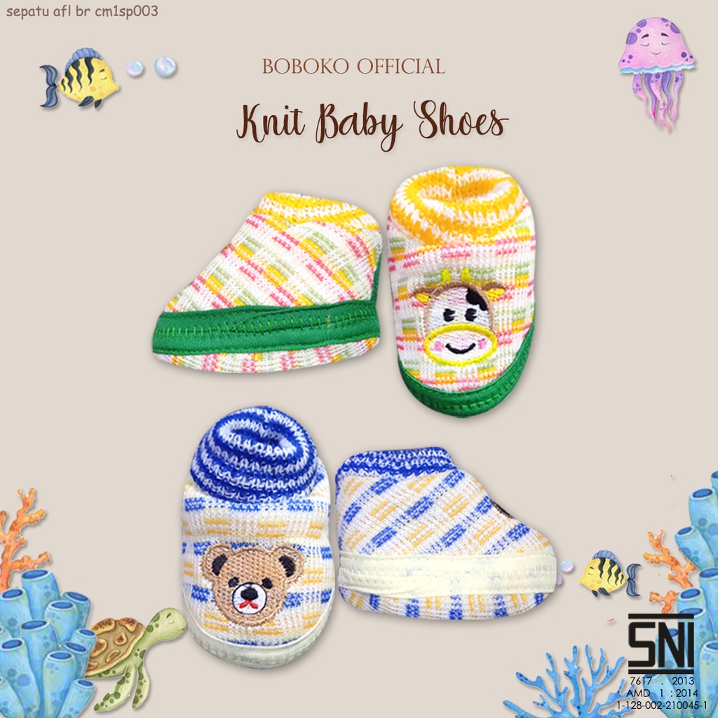 BOBOKO Sepatu Rajut Bayi 0-3 bulan motif random