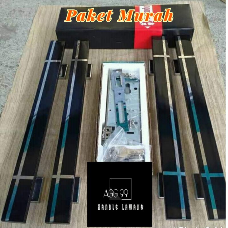 Paket murah 4 Handle pintu kupu tarung + body kunci / Paket Gagang Handle pintu minimalis dan kunci
