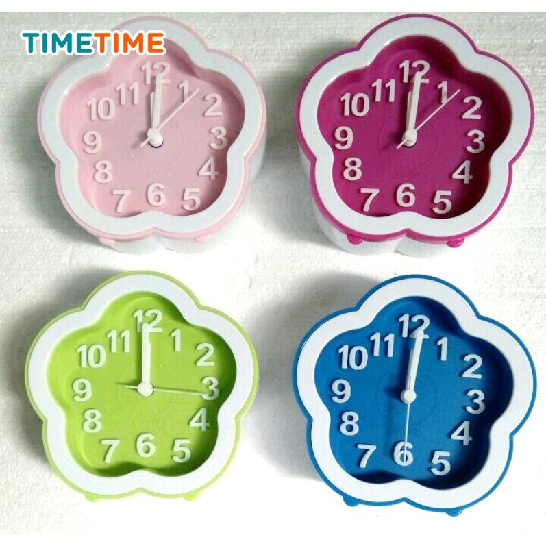 Jam Meja Beker Weker MODERN DESIGN Warna Warni Free Baterai