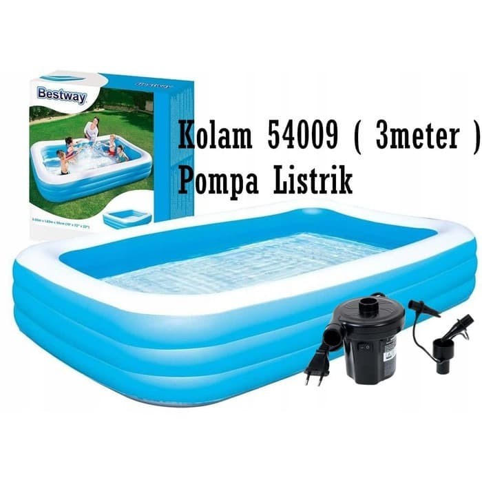 Paket Kolam Renang Anak Polos Besar 3M + Pompa Listrik