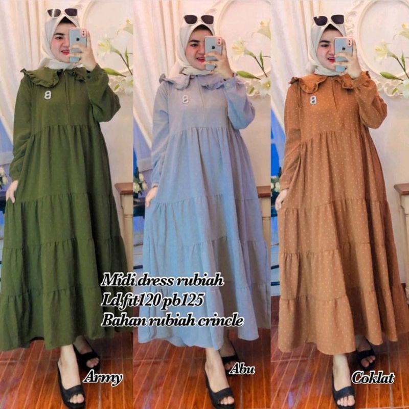 Midi Dress / Midi dress Crincle / Midi Dress Rubiah / Midi / Gamis Anak Tanggung