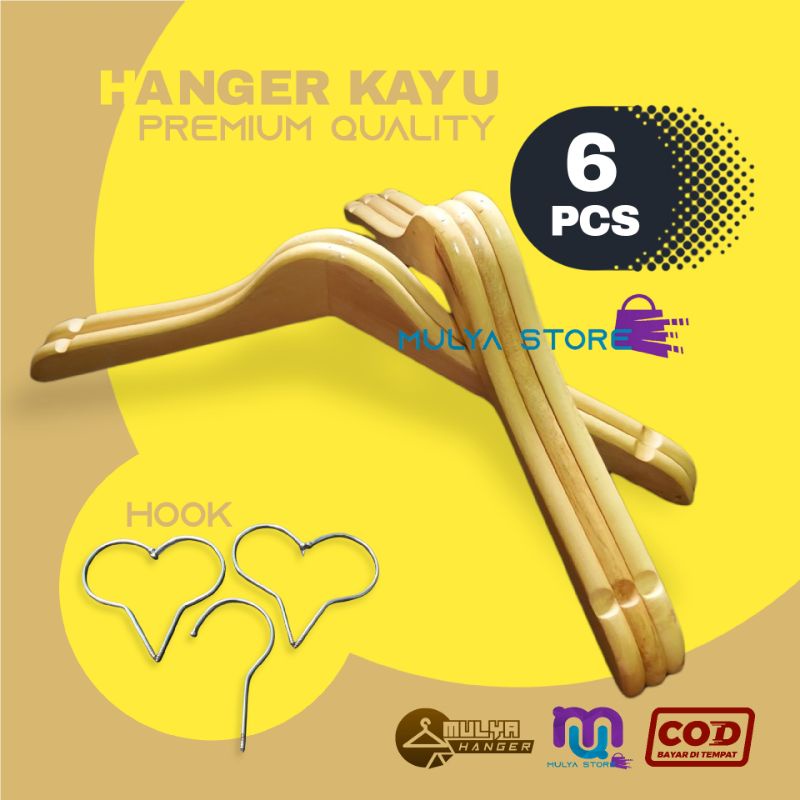 12Pcs Hanger Kayu Dewasa Kapstok Gantungan Baju Murah