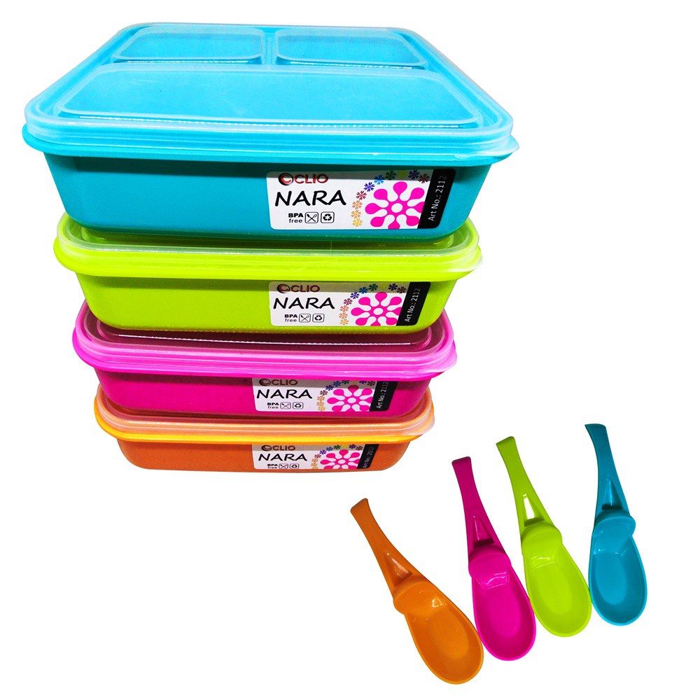 LUNCH BOX CLIO NARA/KOTAK MAKAN PLUS SENDOK (2112)