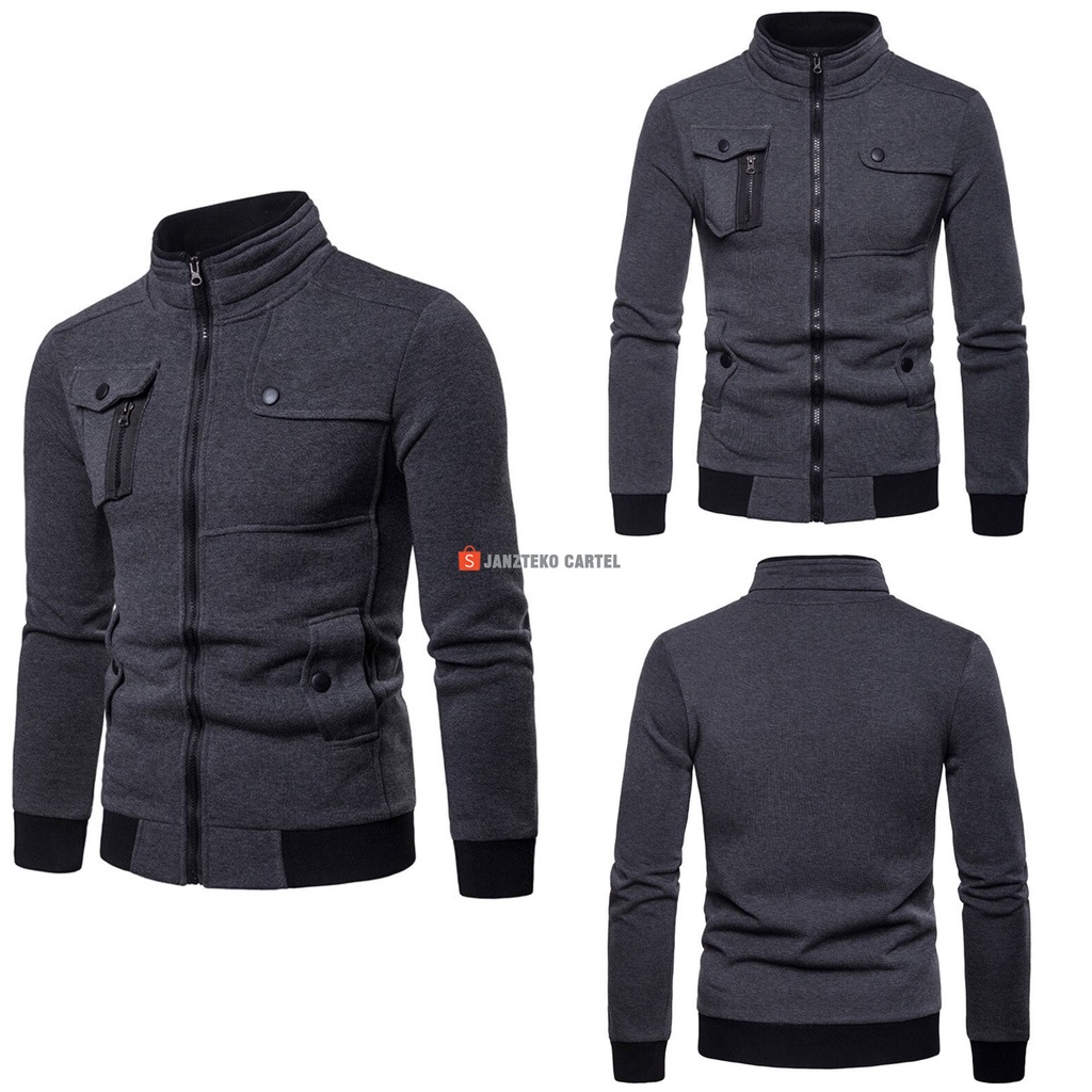 JNK x RUBICON Jaket Fleece Cotton Tebal Import Katun Premium Original Cowok Cewek Unisex Kerja Kantor Formal Kasual Dinas Kantoran Size M-XXL Warna Hitam Abu Tua Abu Muda