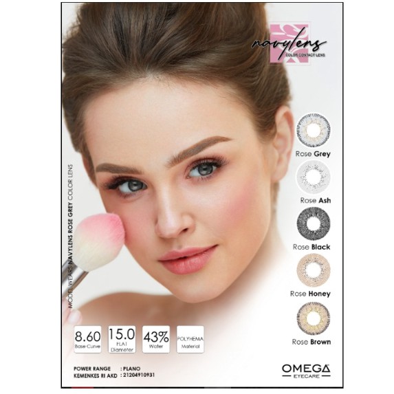 Softlens OMEGA NAVY LENS FLAT DIA 15.00mm MINUS BLACK GREY BROWN (-3.25 S/D -6.00) GRAY softlense Lensa Kontak