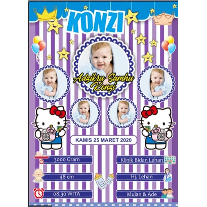 READY STOK Poster Biodata Bayi - Desain Foto untuk mengabadikan kelahiran buah hati anda - 20X30 - B