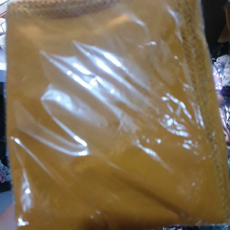 PASHMINA CROCHET 180 X75 DIAMOND  SULAM  PICOT EMBORDY-Mustard mat diamond