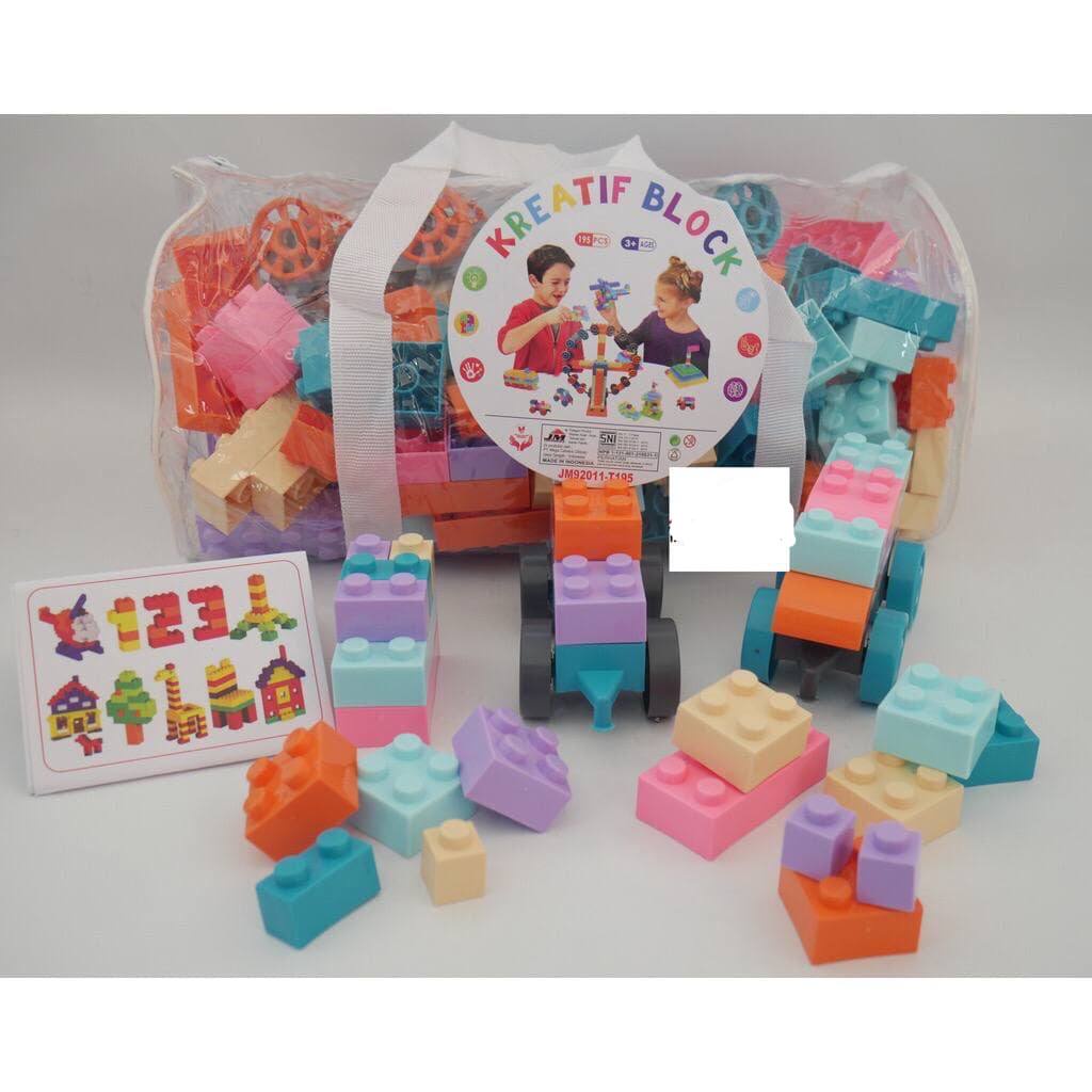 MAINAN PUZZLE BLOCK RODA TETRIS KERETA LOGO RODA UNTUK ANAK ISI 195PCS