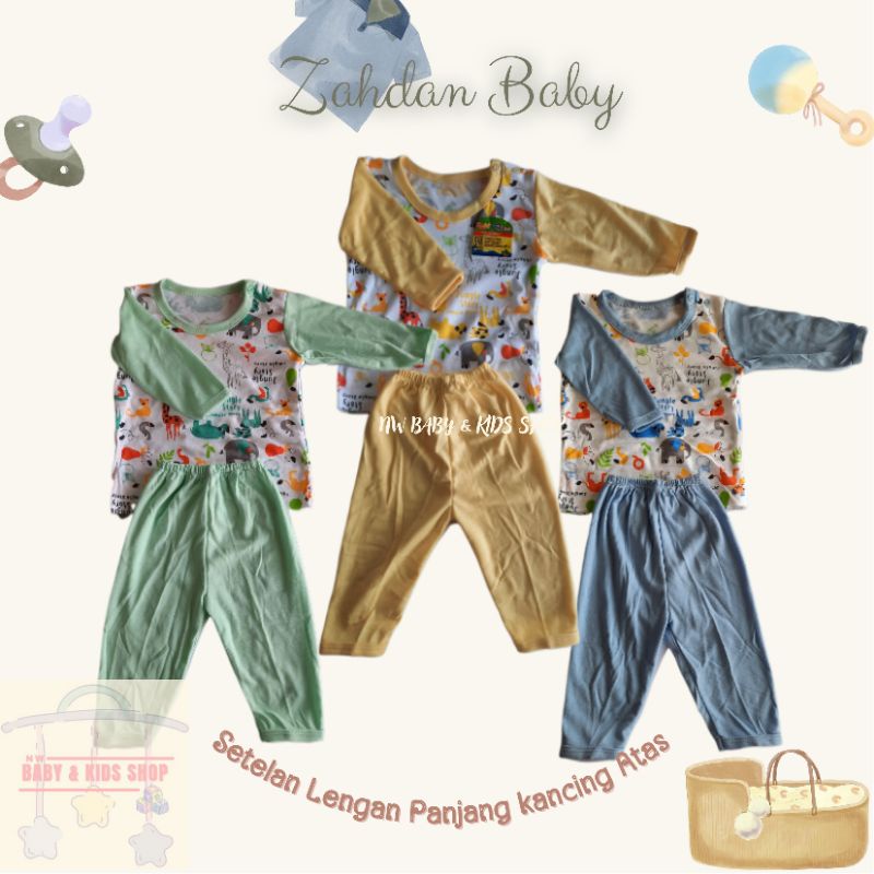 Setelan Lengan Panjang bayi newborn Kancing Atas Zahdan Baby