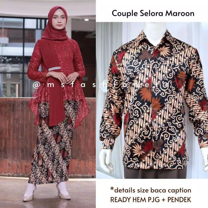 COUPLE KEMEJA BATIK AURORA SELENDANG CERUTY - COUPLE BLOUSE AMALIA - COUPLE KEBAYA MODERN - COUPLE KEBAYA CANTIK BY BA