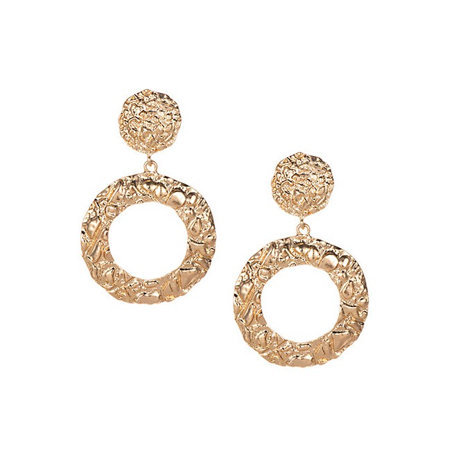 LRC Anting Tusuk Fashion Alloy Round Hollow Earrings F3290X