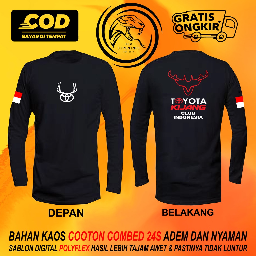 BAJU KAOS TOYOTA  KIJANG CLUB INDONESIA COTTON COMBED 24S PREMIUM LENGAN PANJANG