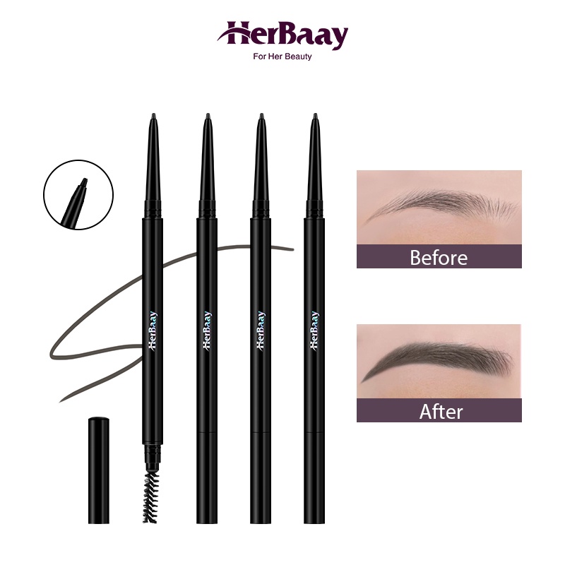 Herbaay Super Slim 2-IN-1 Double-Function Eyebrow Pencil Natural Formula Waterproof/Long-lasting Makeup/Sweat Proof 【IN STOCK NOW!]