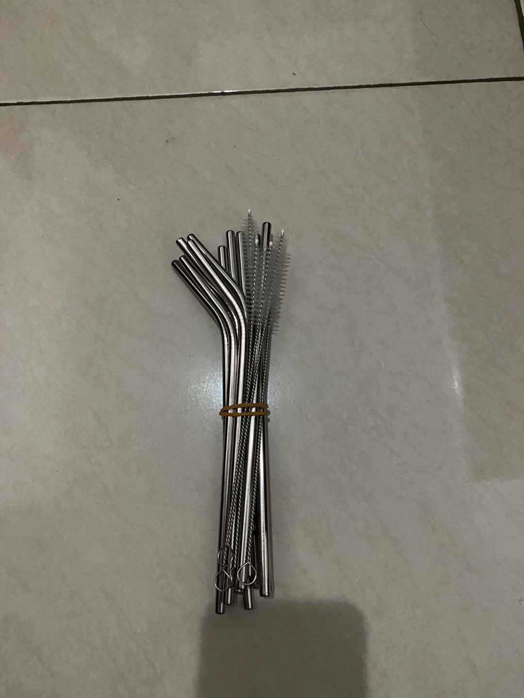 [15pcs] Cod Sedotan Lurus Bengkok+sikat Stainless Steel Impor Korea Alat Dapur Ramah Lingkungan