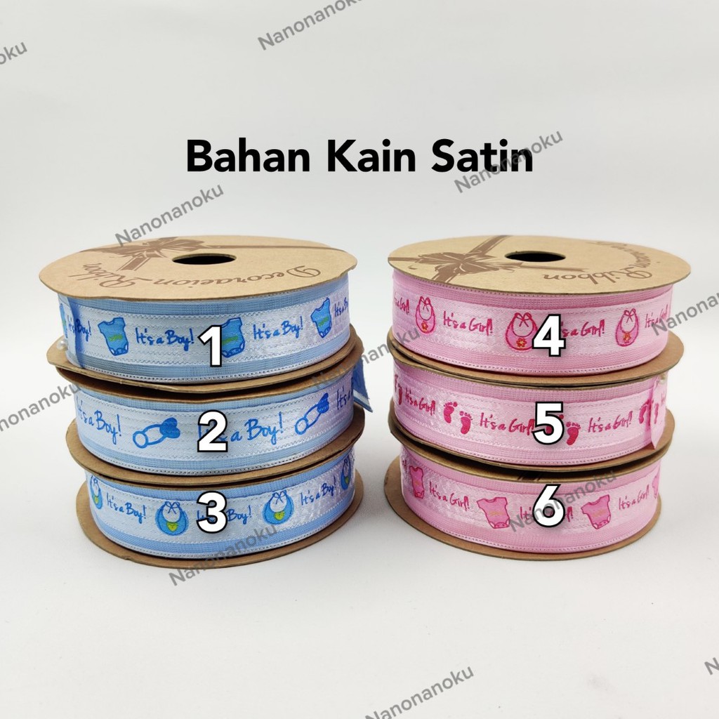 Pita Kain 1 inch 2,5 cm Baby Boy Girl Pink Biru Hiasan Hampers Souvenir Kado