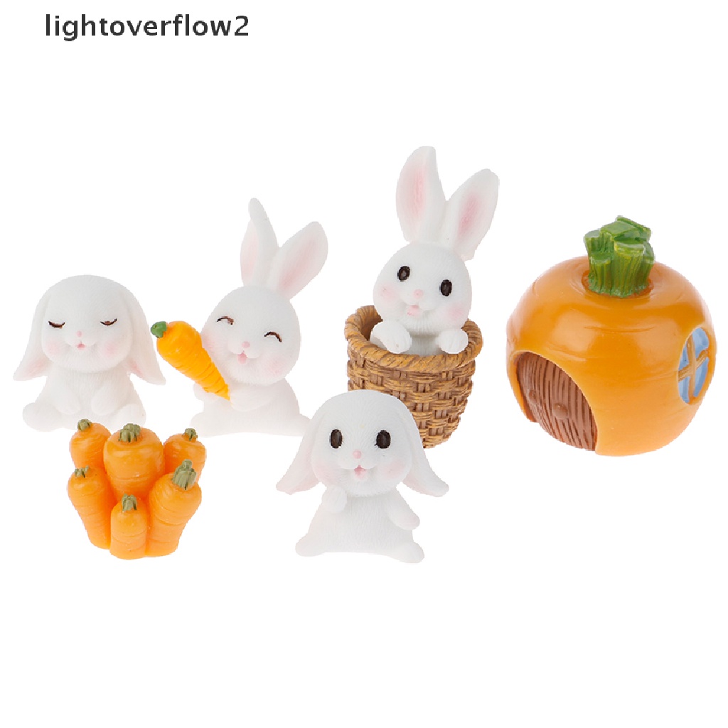 (lightoverflow2) 7pcs Miniatur Kelinci Untuk Dekorasi Taman Mini / Craft DIY