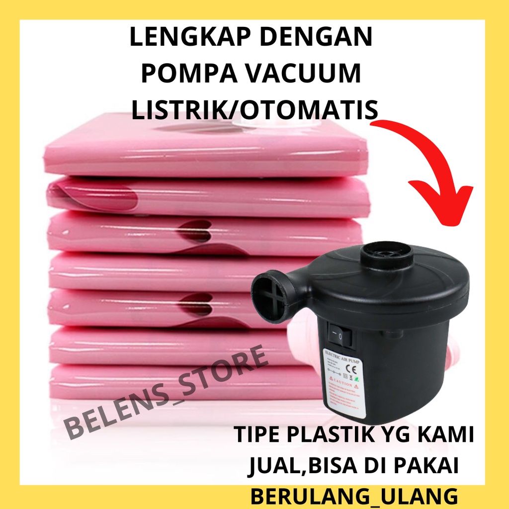 NEW KANTONG PLASTIK VACUUM VAKUM BAG PRES BAJU PAKAIAN SPREI BEDCOVER SELIMUT BONEKA BANTAL TRAVEL