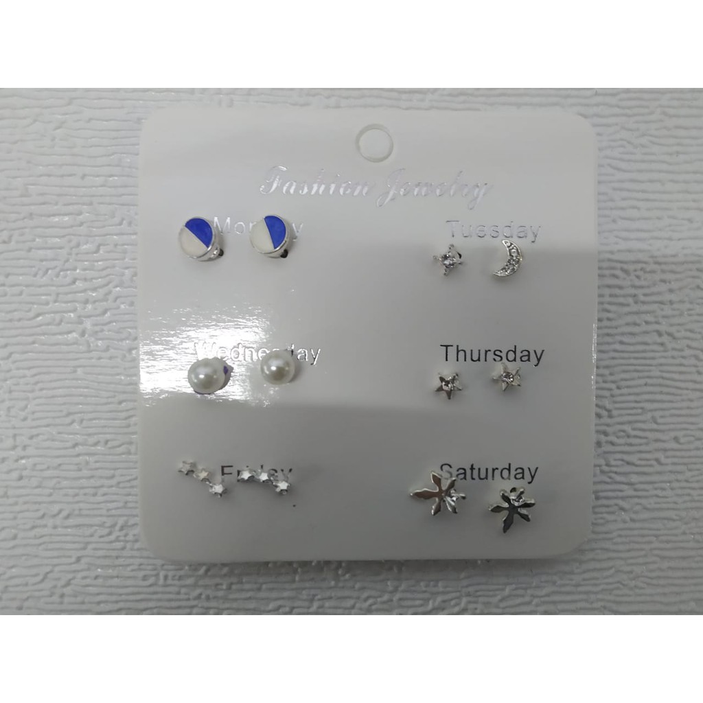❤️GTB❤️ A022 Anting Aksesoris Fashion Mutiara Earrings Wanita 6 Pasang Tusuk Simple GayaKorea import-6