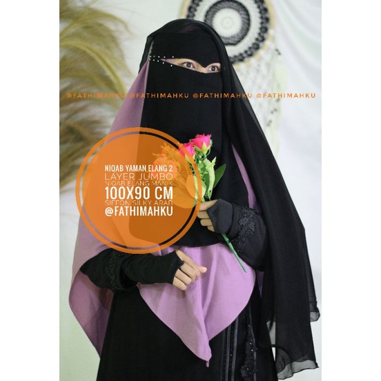 Niqab Yaman 2 Layer Manik/Cadar Elang Manik/Niqob Sifon Jumbo
