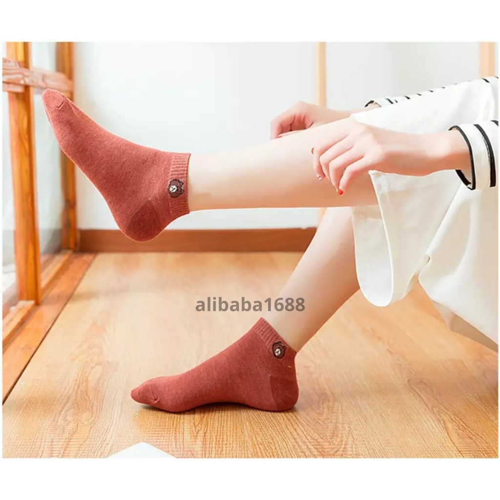 Alibaba1688 Kaos Kaki Pendek Motif Beruang/Kaos Kaki Cute/Kaos Kaki Semata Kaki