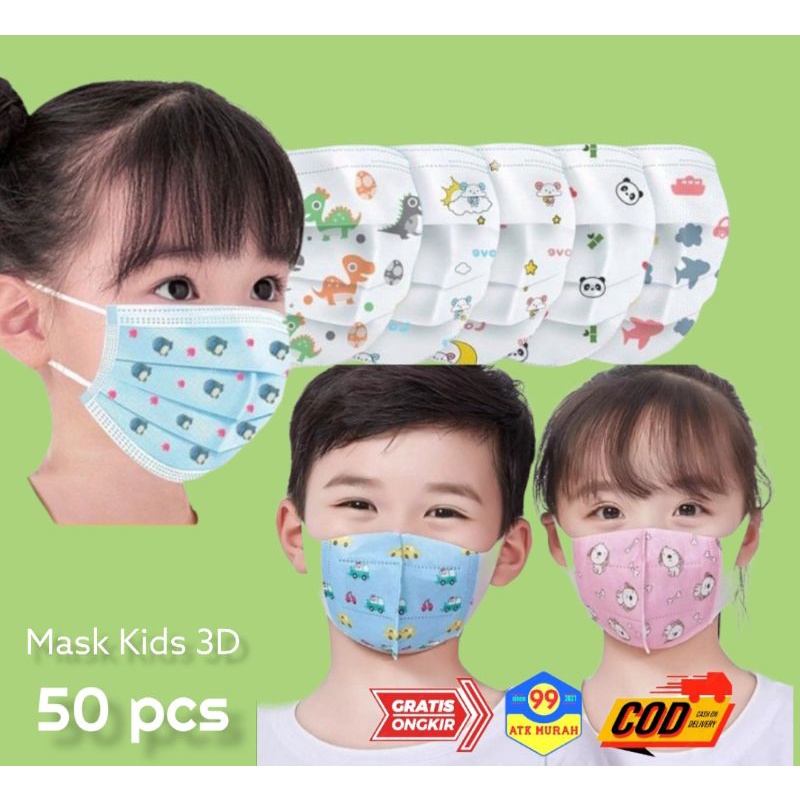 MASK KIDS 3PLY - Masker anak 50/Children Disposable Protective/earloop mask/duckbil